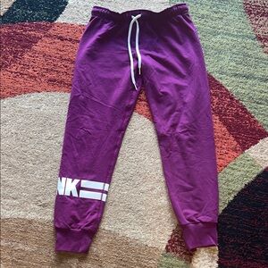 PINK Victoria's Secret Purple Joggers with White Logo